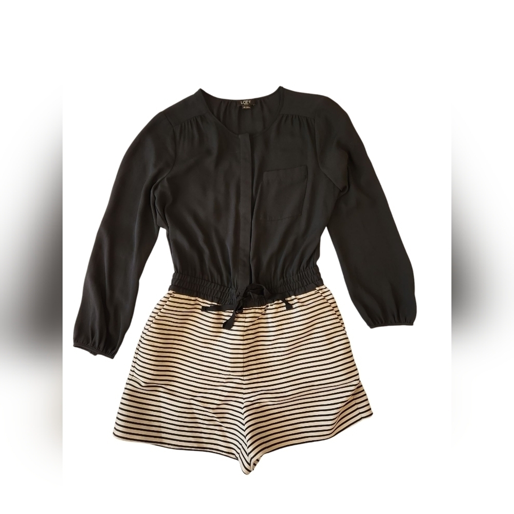 LOFT by Ann Taylor Black and White Striped Romper Size 4P